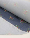 Tecido Crepe de Viscose Buquê Floral Vermelho e Azul Ardósia