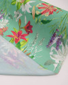 Tecido Crepe GGT Orquídeas e Ramos Magenta e Verde Jade