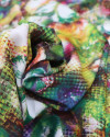 Tecido Crepe Silk Pintura Floral e Geométrico Tons Vibrantes