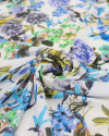 Tecido Crepe GGT Estampa Botânica Tons de Azul e Branco