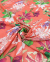 Tecido Crepe GGT Orquídeas e Ramos Magenta e Coral