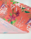 Tecido Crepe GGT Orquídeas e Ramos Magenta e Coral
