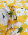 Tecido Crepe GGT Margaridas e Micro Poá Branco e Amarelo