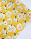 Tecido Crepe GGT Margaridas e Micro Poá Branco e Amarelo