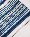 Tecido Crepe Silk Brocado Floral e Listras Verde e Azul