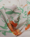Tecido Crepe GGT Fino Poá e Floral Laranja e Bege