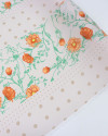 Tecido Crepe GGT Fino Poá e Floral Laranja e Bege