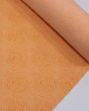 Tecido Crepe de Viscose Círculos em Riscos Branco e Laranja