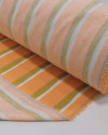 Tecido Linho Misto Listra Dupla Branco, Amarelo Mostarda e Coral