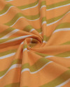 Tecido Linho Misto Listra Dupla Branco, Amarelo Mostarda e Coral