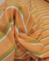 Tecido Linho Misto Listra Dupla Branco, Amarelo Mostarda e Coral