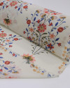 Tecido Crepe Chiffon Grosso Buquês Florais Colorido e Creme