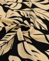 Tecido Viscose Macro Folhas Creme e Preto
