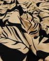 Tecido Viscose Macro Folhas Creme e Preto