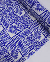 Tecido Viscose Folhas em Recortes Azul e Branco