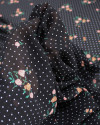 Tecido Crepe chiffon Grosso Micro Poá e Rosas Branco, Colorido e Preto