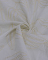 Tecido Cambraia Bordada Ramos de Folhas Branco e Offwhite