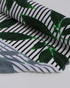 Tecido Crepe de Viscose Italiano Ramos em Listras Verde, Preto e Branco