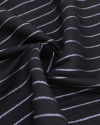 Tecido Linho Misto Italiano Risca de Giz com Lurex Preto