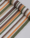 Tecido Linho Puro Italiano Multi Listras Laranja, Marrom e Verde