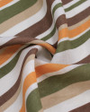 Tecido Linho Puro Italiano Multi Listras Laranja, Marrom e Verde