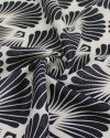 Tecido Linho Puro Italiano Conchas Preto e Offwhite
