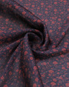 Tecido Crepe Chiffon Texturizado Italiano Micro Tapete Floral Marsala e Preto