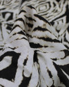 Tecido Linho Puro Italiano Estampa Étnica Abstrata Preto e Offwhite