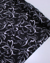 Tecido Crepe Silk Italiano Rascunho Floral Branco e Preto