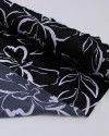 Tecido Crepe Silk Italiano Rascunho Floral Branco e Preto