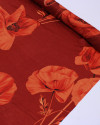 Tecido Crepe Silk Italiano Macro Flores Tons de Vermelho