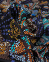 Tecido Crepe Silk Italiano Cashmere Floral em Pingos Coloridos e Preto