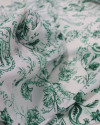Tecido Cambraia de Algodão Ramos em Cashmere Branco e Verde