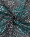 Tecido Crepe Bubble Multi Estampado Preto e Verde Tifany