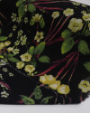 Tecido Crepe Bubble Ramos Florais Amarelo, Verde e Preto