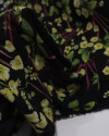 Tecido Crepe Bubble Ramos Florais Amarelo, Verde e Preto