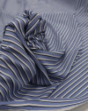 Tecido Viscose Multi Listras Preto, Branco e Azul Índigo