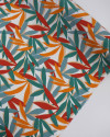 Tecido Viscose Texturizada Folhagens Terracota, Laranja e Verde