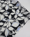 Tecido Viscose Italiano Macro Tapete Floral Azul, Branco e Preto