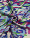 Tecido Crepe Silk Italiano Estampa Étnica Colorido e Creme