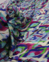 Tecido Crepe Silk Italiano Estampa Étnica Colorido e Creme