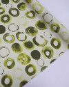 Tecido Viscose Italiano Círculos em Tie Dye Tons de Verde e Amarelo Estonado