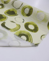 Tecido Viscose Italiano Círculos em Tie Dye Tons de Verde e Amarelo Estonado