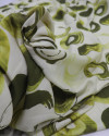Tecido Viscose Italiano Círculos em Tie Dye Tons de Verde e Amarelo Estonado