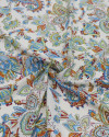 Tecido Viscose Estampa Paisley Tons Frios e Creme