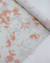 Tecido Viscose Italiano Pintura em Aquarela Flores Coral e Cinza