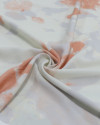 Tecido Viscose Italiano Pintura em Aquarela Flores Coral e Cinza
