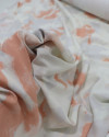Tecido Viscose Italiano Pintura em Aquarela Flores Coral e Cinza