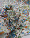 Tecido Viscose Estampa Paisley Tons Frios e Creme