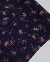 Tecido Viscose Texturizada Buquê Floral Colorido e Azul Marinho